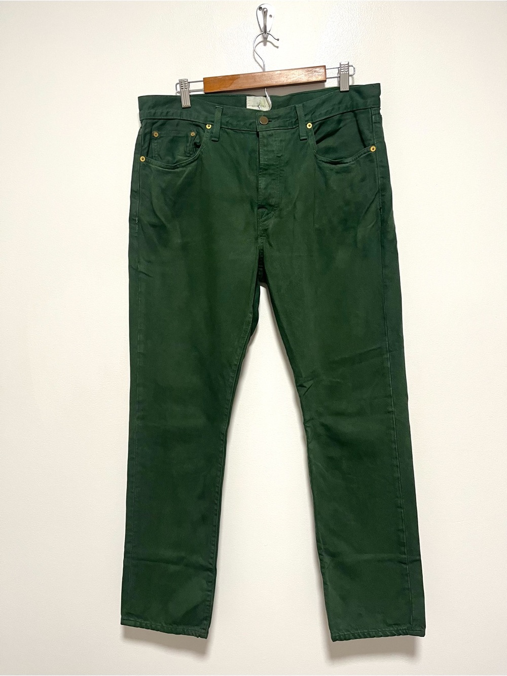 Sid Mashburn Slim Straight Green Gold Hardware Jeans Cotton 36 X 32